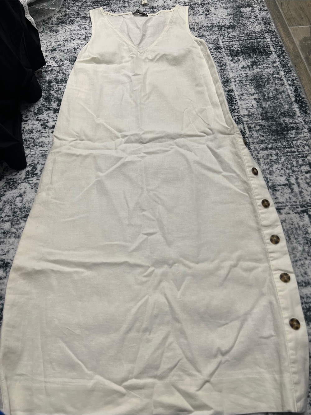 Madewell Cream Midi Skirt with Side Button Detail